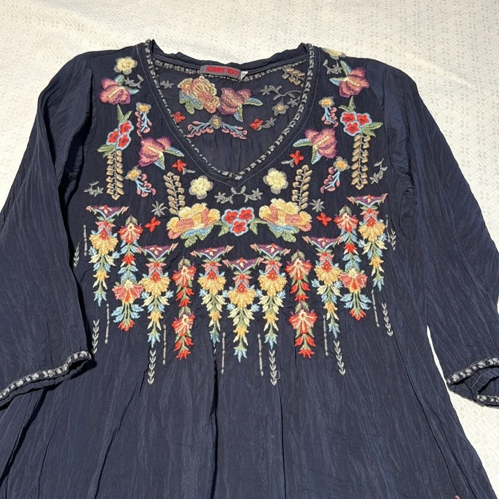Johnny Was Embroidered Tunic xs silky - Picture 4 of 6